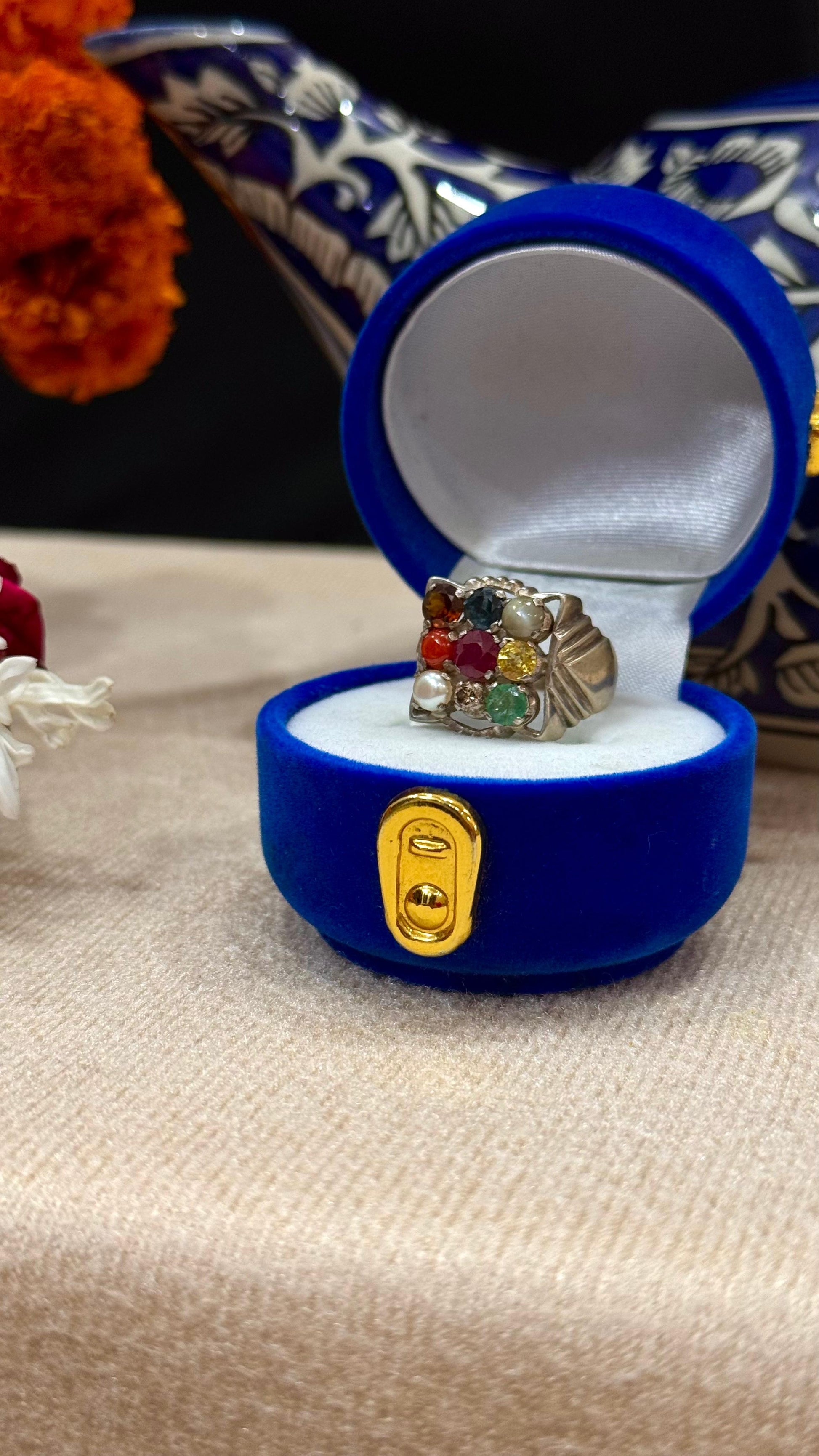 Silver Gemstones Ring