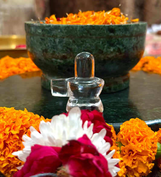 Clear Glass Spatik Shivling